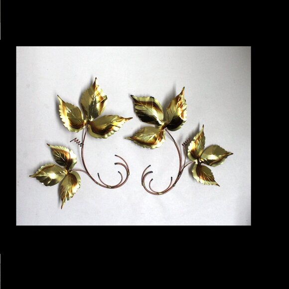 2 Pieces - Copper and Gold Color Home Interiors and Gifts Metal Leaves Decor - Picture 5 of 9